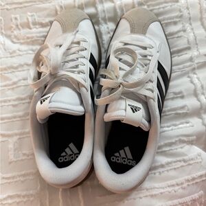 adidas White Sneakers with Black Stripes